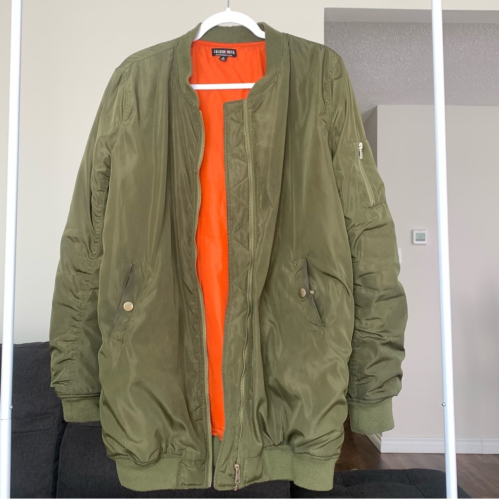Long oversized bomber jacket